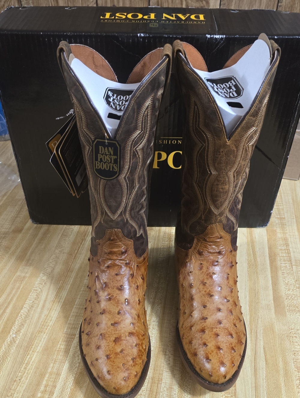 Dan Post Brown Two-Tone Ostrich Western Boots Size 10 D